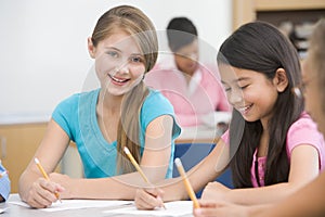 Elementary school pupils in classroom photo