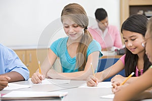 Elementary school pupils in classroom