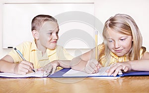 Elementary School Students doing Homework