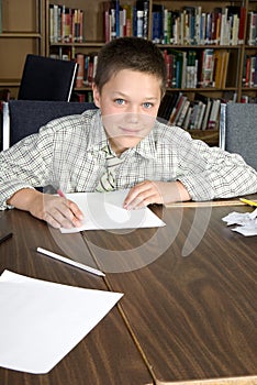 Elementary school students studying