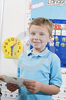 Elementary Student With Flash Cards