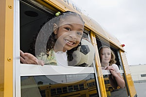 Elementary Students On School Bus