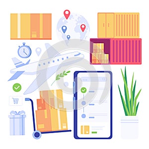 Logistics and delivery concept. Flat style vector illustration for web design.
