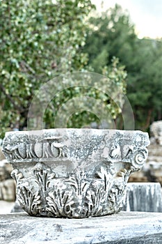 Elements of ancient architecture and ruins of Ephesus, Izmir.