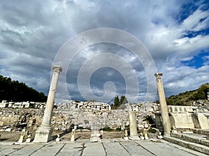 Elements of ancient architecture and ruins of Ephesus, Izmir.