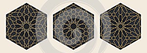 Elements of arabian seamless pattern in authentic style.