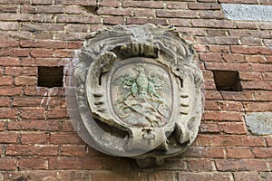 Elements of the architecture of the ancient Castle of Sforza in Milan