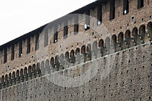 Elements of the architecture of the ancient Castle of Sforza in Milan