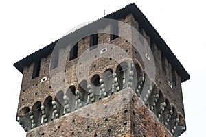 Elements of the architecture of the ancient Castle of Sforza in Milan