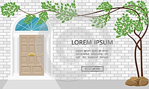 Elements of architecture, front door background, vector, illustration