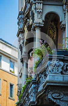 Elements of architecture of the Milan in Italy.