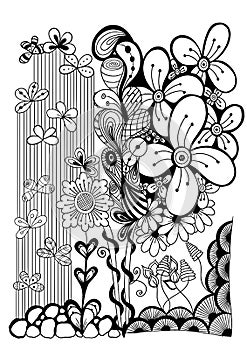 Elements of design , floral isolated line art, digital art work