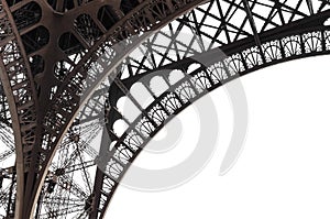 Elements of the Eiffel tower on a white background.