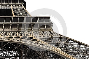 Elements of the Eiffel tower on a white background.