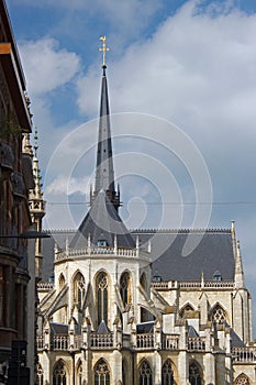Elements exterior of old catholoc church in Leuven. Belgium. Flanders.