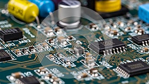 Elements include integrated circuits capacitors and resistors