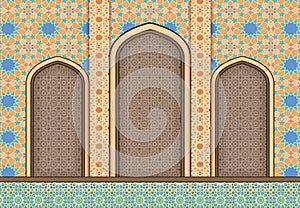 Elements of Islamic architecture ornamental background