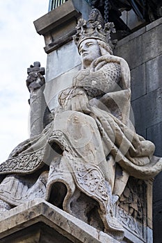 Elements of the monument to Columbus in Barcelona