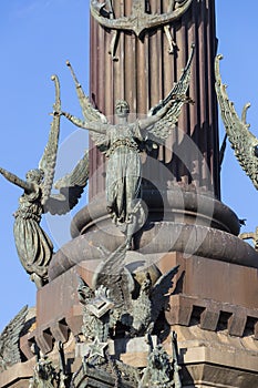 Elements of the monument to Columbus in Barcelona