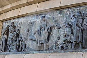 Elements of the monument to Columbus in Barcelona