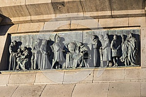 Elements of the monument to Columbus in Barcelona