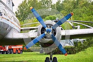 Elements of the old military aircraft close-up