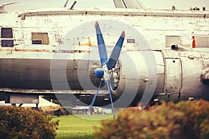 Elements of the old military aircraft close-up