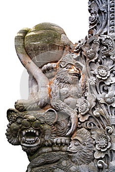 Elements of traditional Balinese stone carving exterior ornament isolated on white background