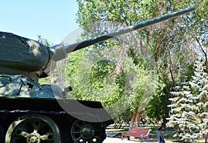 Elements of the vintage T-34 tank, that was used during the Second World War