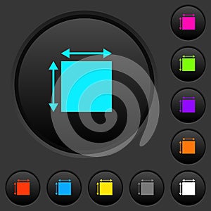 Elemet dimensions dark push buttons with color icons