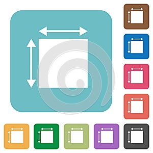 Elemet dimensions rounded square flat icons
