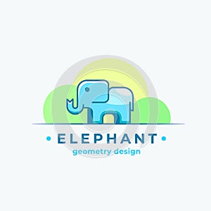 Elephan Geometry Design. Abstract Vector Sign, Symbol or Logo Template. Colorful Tiny Animal Silhouette with Modern