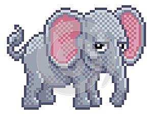 Elephant 8 Bit Pixel Art Animal Video Game Cartoon