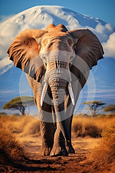 Elephant in african savannah. Created with Generative AI