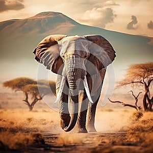 Elephant in Amboseli  Made With Generative AI illustration