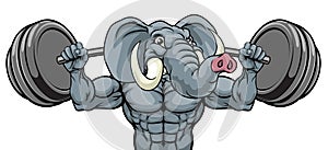 Elephant Mascot Weight Lifting Body Builder photo