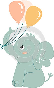 Elephant Baby With Balloons