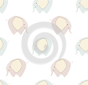 Elephant baby cute seamless pattern. Sweet zoo animal print.