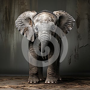 elephant on background of collapsed wall AI generated