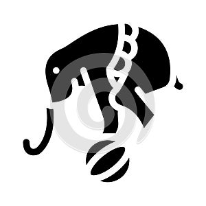 Elephant balancing on ball glyph icon vector illustration