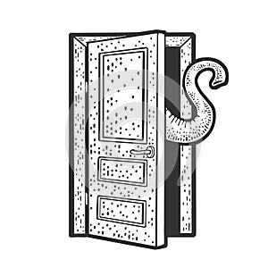 elephant behind the door sketch vector