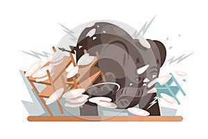Elephant breaks utensils