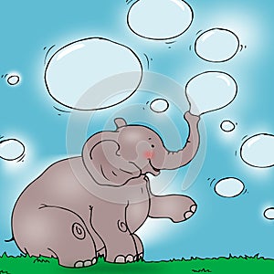 Elephant with bubbles.