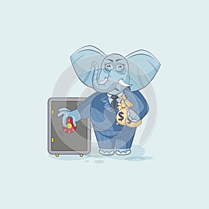 Elephant business sticker emoticon open safe