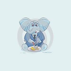 Elephant in business suit shares coin