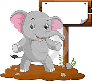 Elephant cartoon with a blank sign