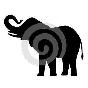 Elephant cartoon silhouette icon forest elephant asian elephant african bush with large ears vector illustration isolated on white