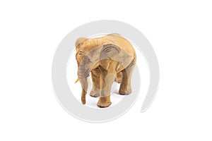 Elephant carved out of hardwood  on a white background