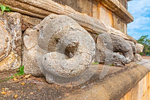 Elephant carving at abhayagiri dagoba at Anuradhapura at Sri Lan