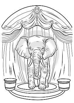 Elephant in the circus coloring page. Elephant in the circus arena coloring page